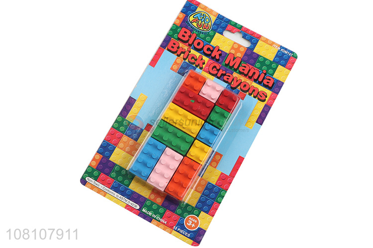 Good selling 12pieces multicolor block crayons for kids