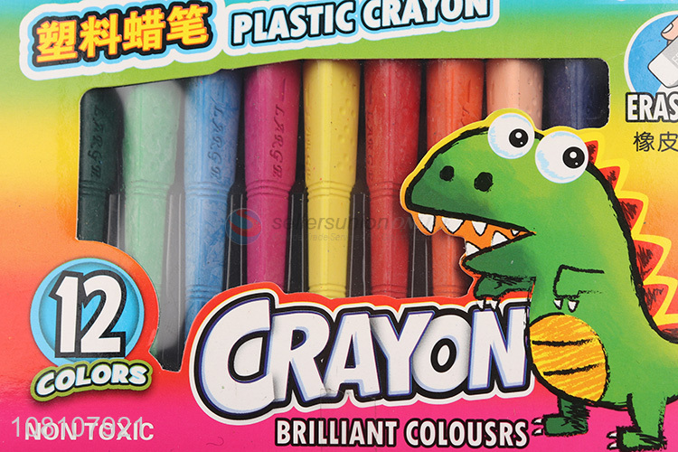 Most popular 12pieces plastic erasable crayons