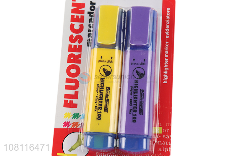 hot sale 2 pieces highlighter marker Fluorescent pen