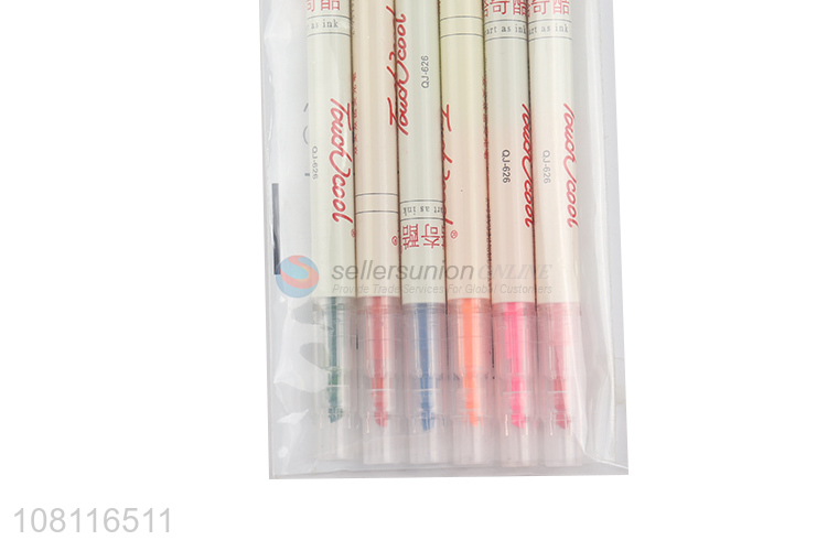 good price 6 pieces double-headed highlighter marker