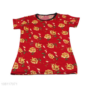 New products red ladies short sleeve shirt casual top