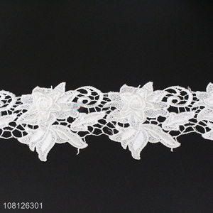 Fashion style white lace trim embroidery lace for garment