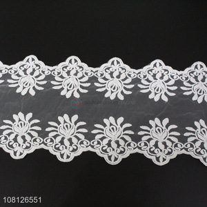 Factory products white embroidery lace trim for dress decoration