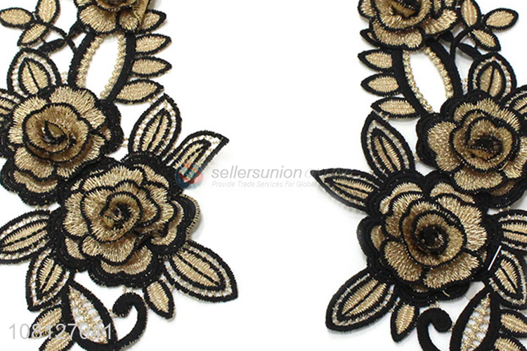 Yiwu market flower design embroidery patch with top quality