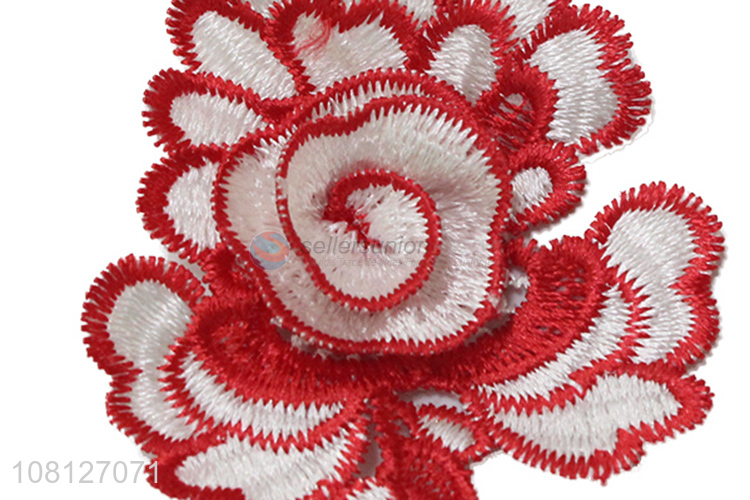 Hot selling red embroidery fabric patch for garment accessories