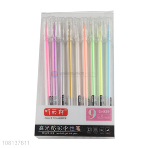 Good selling durable 9colors gel ink pens for students