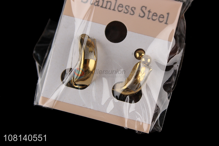 Factory wholesale golden stainless steel earrings ear studs