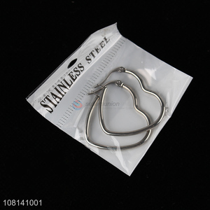 Factory direct sale heart shape silver hoop earrings