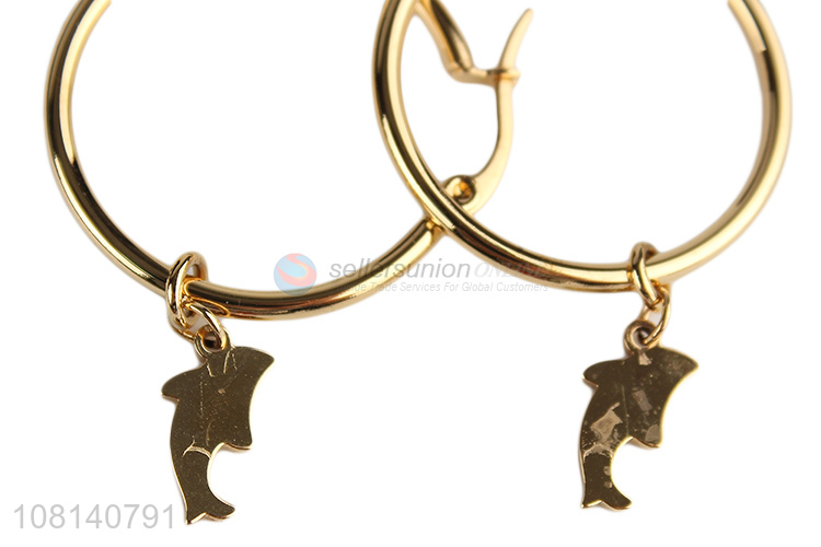 Cheap price golden stainless steel lady earrings for sale
