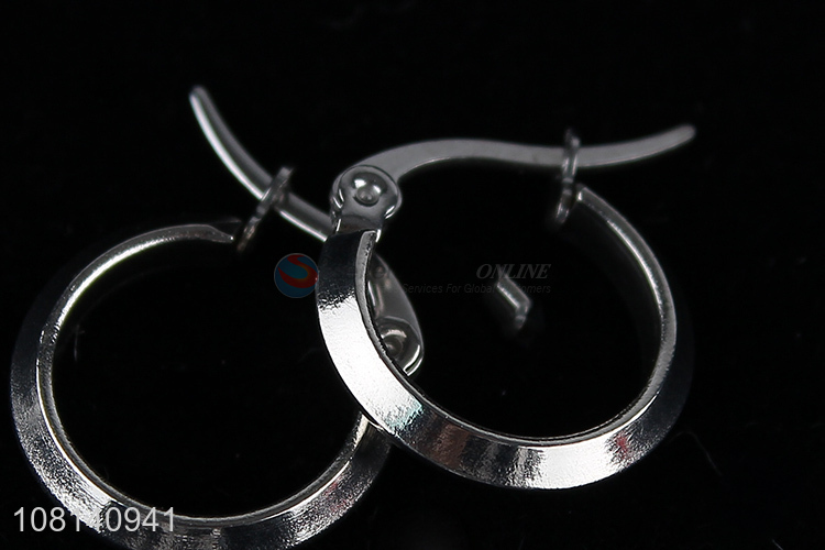 Yiwu products silver stainless steel hoop earrings ear studs