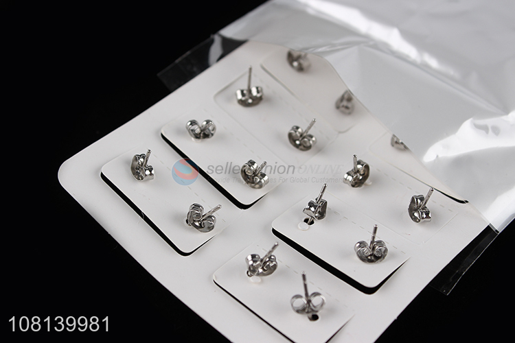 New arrival silver stainless steel ear studs for jewelry