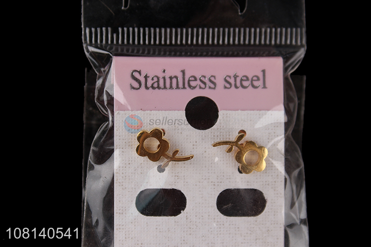 New design flower shape cute stainless steel ear studs