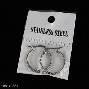 High quality silver delicate stainless steel hoop earrings