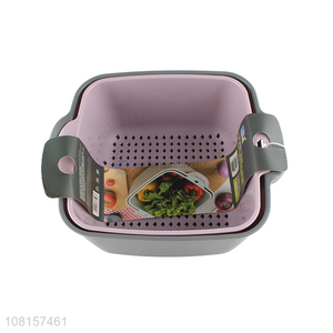 Hot Sale Plastic Double Layer Vegetable And Fruit Drain Basket
