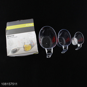Popular 3 Pieces Stackable Clear Measuring Cup Set For Kitchen