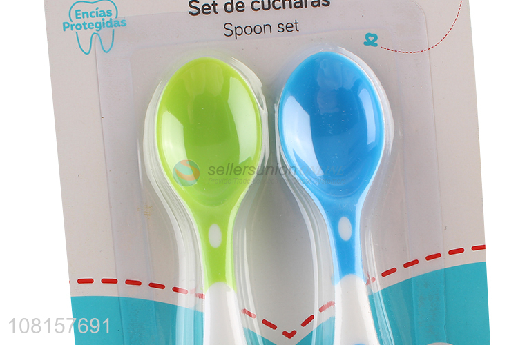 Wholesale from china 2pieces soft baby spoon with long handle