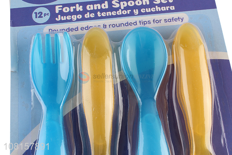 Factory wholesale 12pieces baby fork spoon set with top quality