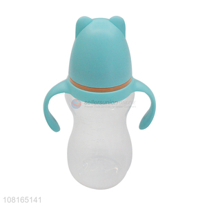 Top selling cute design baby feeding bottle with handle