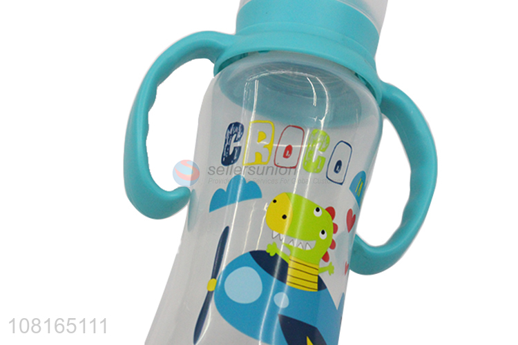 Cute design daily use baby feeding bottle with handle