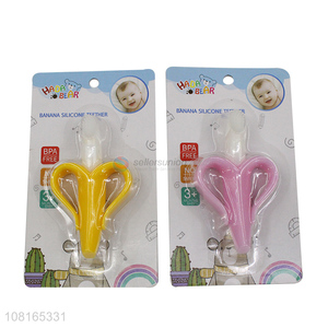 New design non-toxic silicone banana shape baby teether for sale