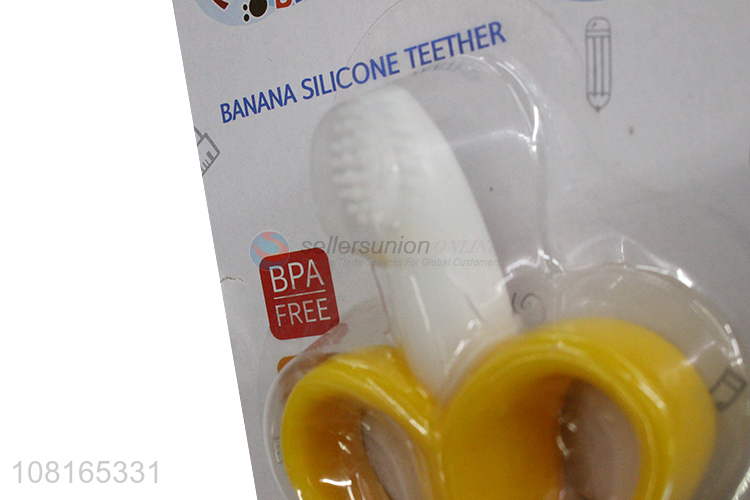 New design non-toxic silicone banana shape baby teether for sale