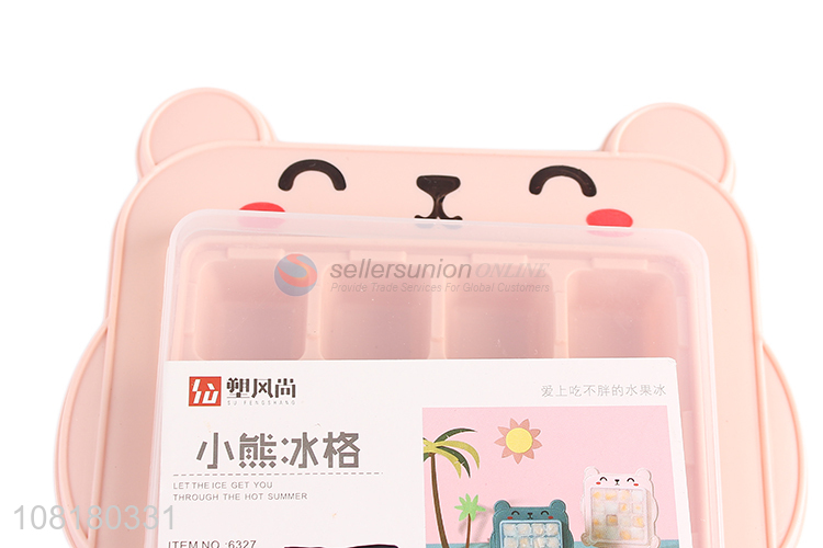 China supplier bear ice cube tray with lid, easy toy push and pop out