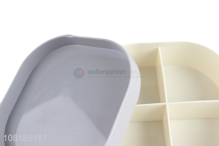 Wholesale multifunctional 4 compartments plastic storage box with lid