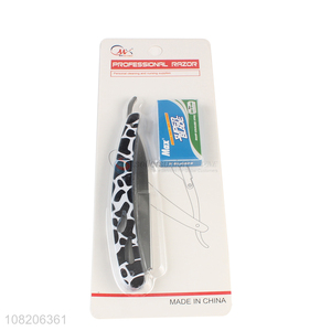 Wholesale leopard print stainless steel straight edge shaving razors