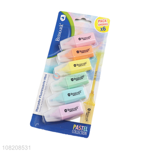 Good quality 6 colors mini highlighter markers for students kids