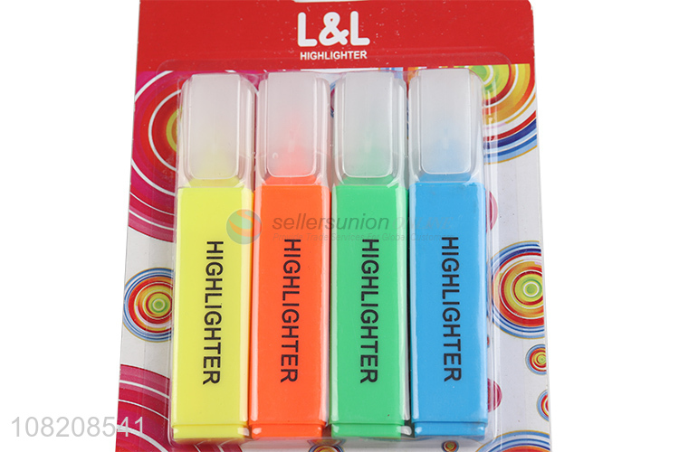 Wholesale 4 colors fluorescent ink highlighter pocket highlighters