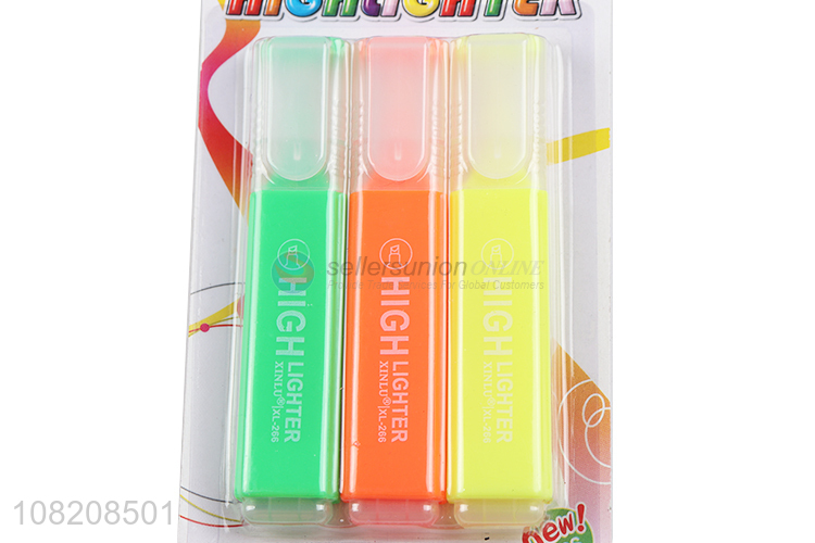 Factory price 3 colors highlighter markers chisel tip maker pens