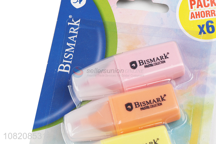 Good quality 6 colors mini highlighter markers for students kids