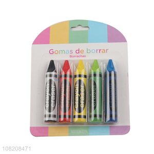 Factory price creative crayon shaped tpr pencil eraser for kids
