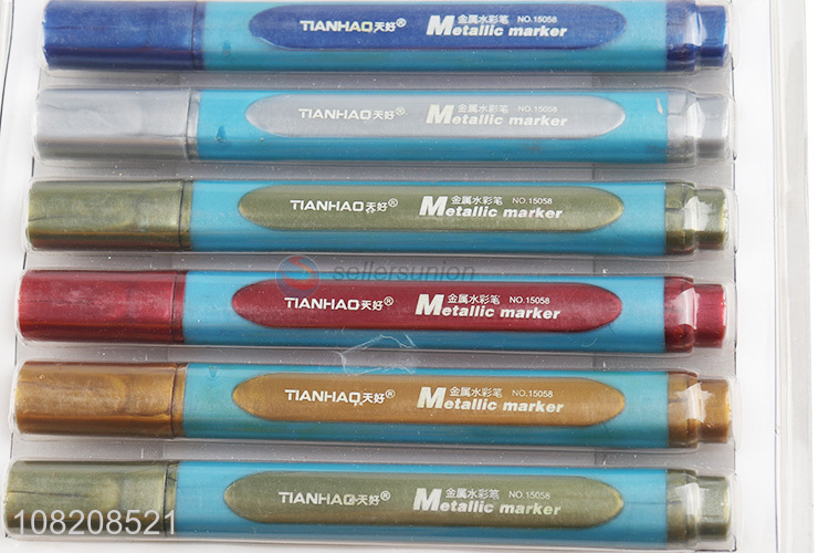 New arrival 6 colors metallic markes permanent metallic paint pens