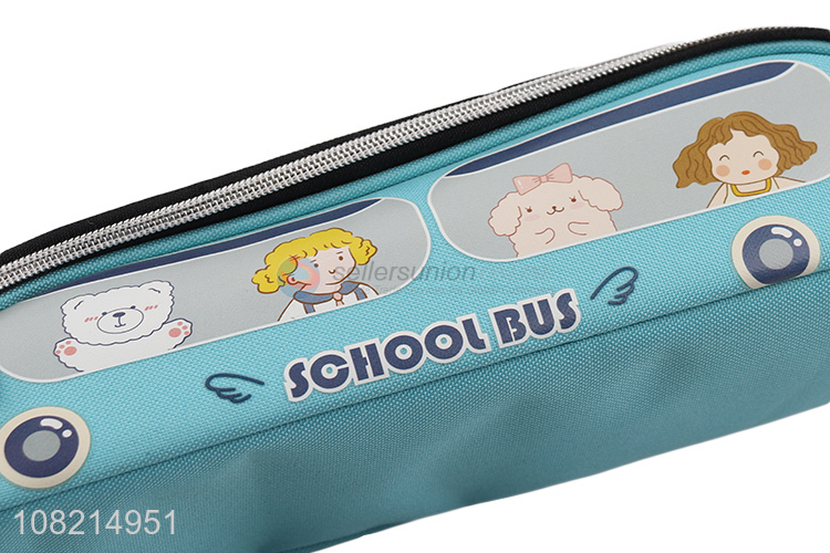 Cute Bus Shape Pencil Bags Fashion Double Zipper Pen Bag