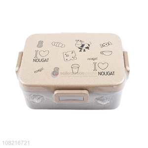 China supplier reusable wheat straw lunch box cartoon plastic bento box