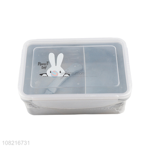 High quality cute cartoon wheat straw bento lunch box with spoon for kids