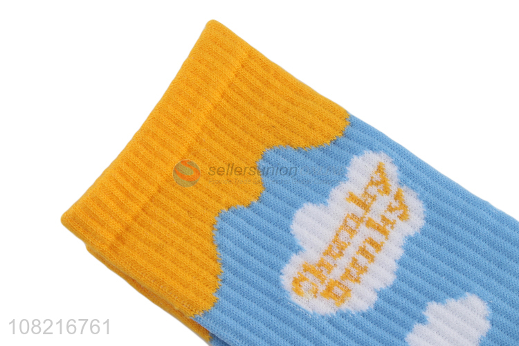 Good Quality Breathable Cotton Socks Fashion Ladies Crew Socks