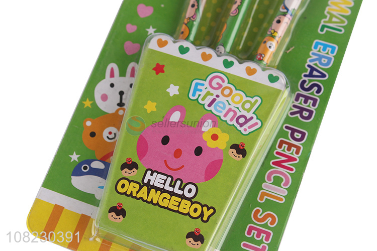 Best Selling 3 Pieces HB Pencils With Cartoon Eraser