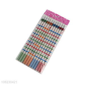 Factory Direct Sale 12 Pieces Writing Pencil With Eraser For Students