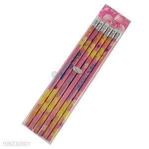 Hot Sale 6 Pieces Writing Pencil Students Pencil With Eraser