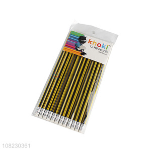 High Quality 12 Pieces HB Pencils With Erasers Set