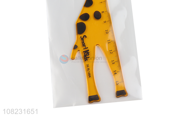 Wholesale cute giraffe shape plastic ruler student school supplies