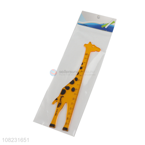 Wholesale cute giraffe shape plastic ruler student school supplies