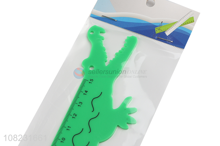 Good quality crocodile shape plastic ruler children kids stationery