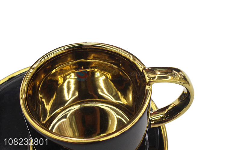 Wholesale gold brim ceramic coffe latte espresso cup and saucer set