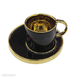 Wholesale gold brim ceramic coffe latte espresso cup and saucer set