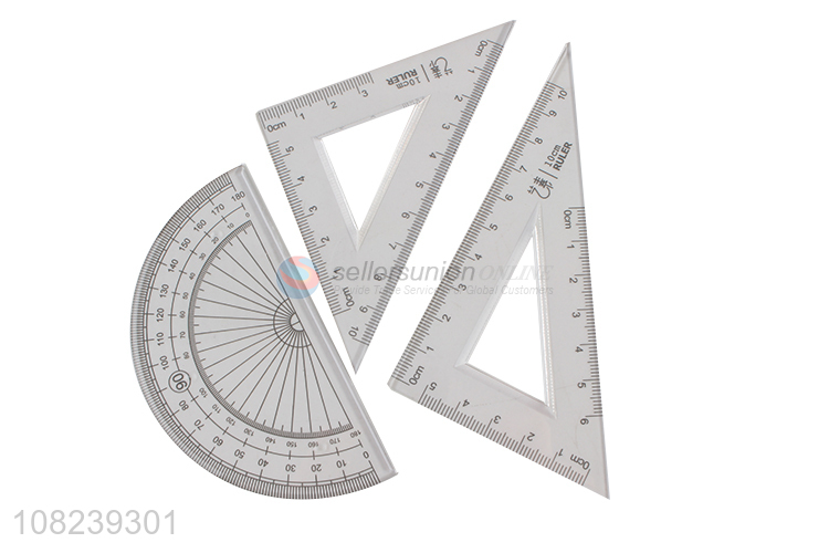 Good Sale Student Acrylic Ruler Protractor Stationery Set