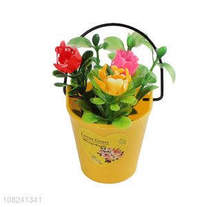 China products natural plastic simulation flower crafts with bucket
