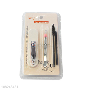 Low price beauty manicure set nail clipper <em>eyebrow</em> <em>tweezer</em> eyelash brush